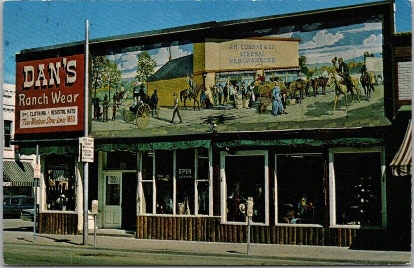 Sheridan, Wyoming Advertising Postcard DAN\'S RANCH WEAR Clothing Store / 1971