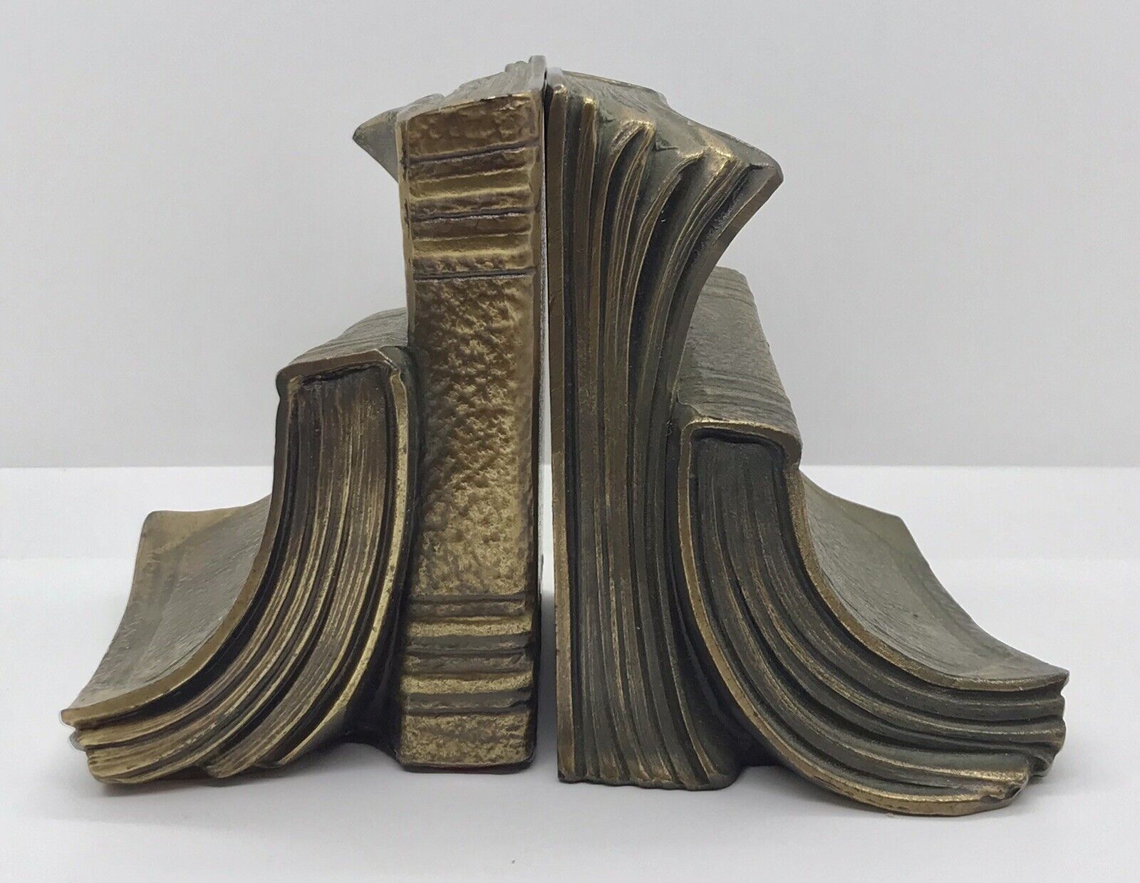 Vintage Pair of Brass Book-Themed Bookends • Philadelphia Manufacturing Co.