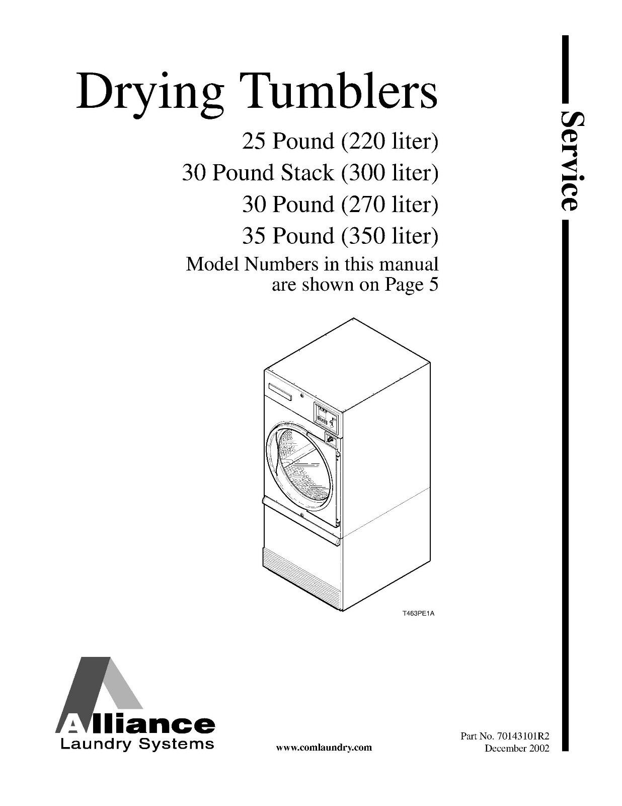 Repair Manual: Alliance/Huebsch/SpeedQueen Washers & Dryers (see Models below)
