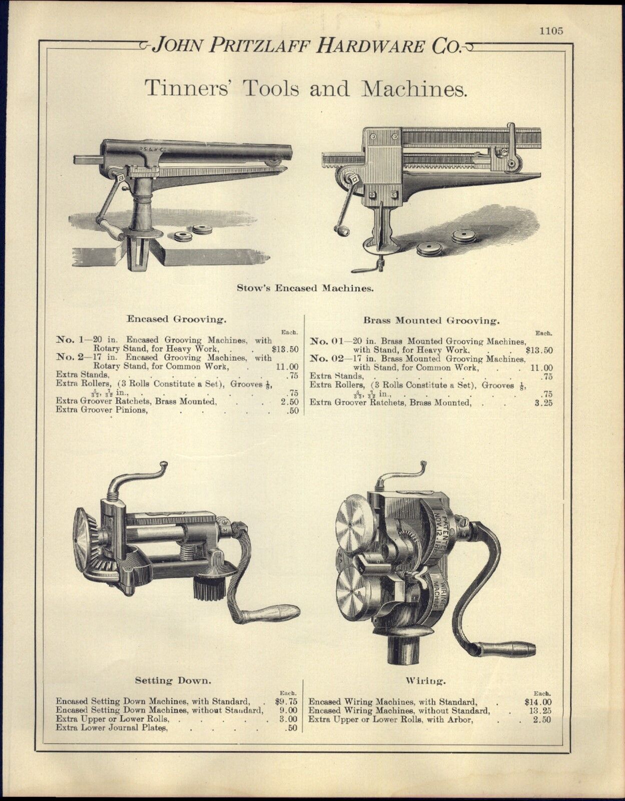 1903 PAPER AD 6 PG Stow Encased Machine Tinner Grooving Wiring Burring Columbian