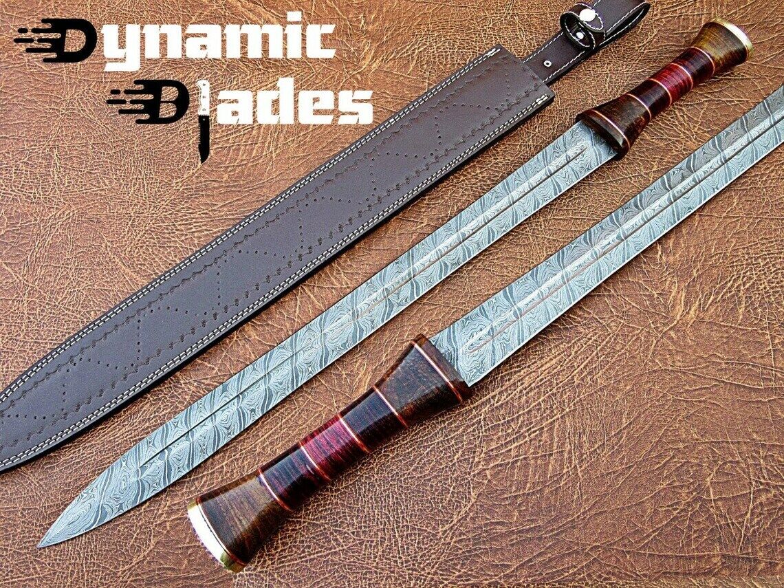 Custom HANDMADE DAMASCUS ROMAN Style Splended Sword With RoseWood Handle 