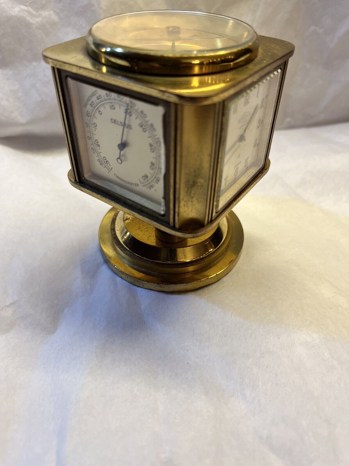 Vintage 1950’s Angelus Brass 5 In 1 Weather Station Swiss Clock    TIFFANY & Co.