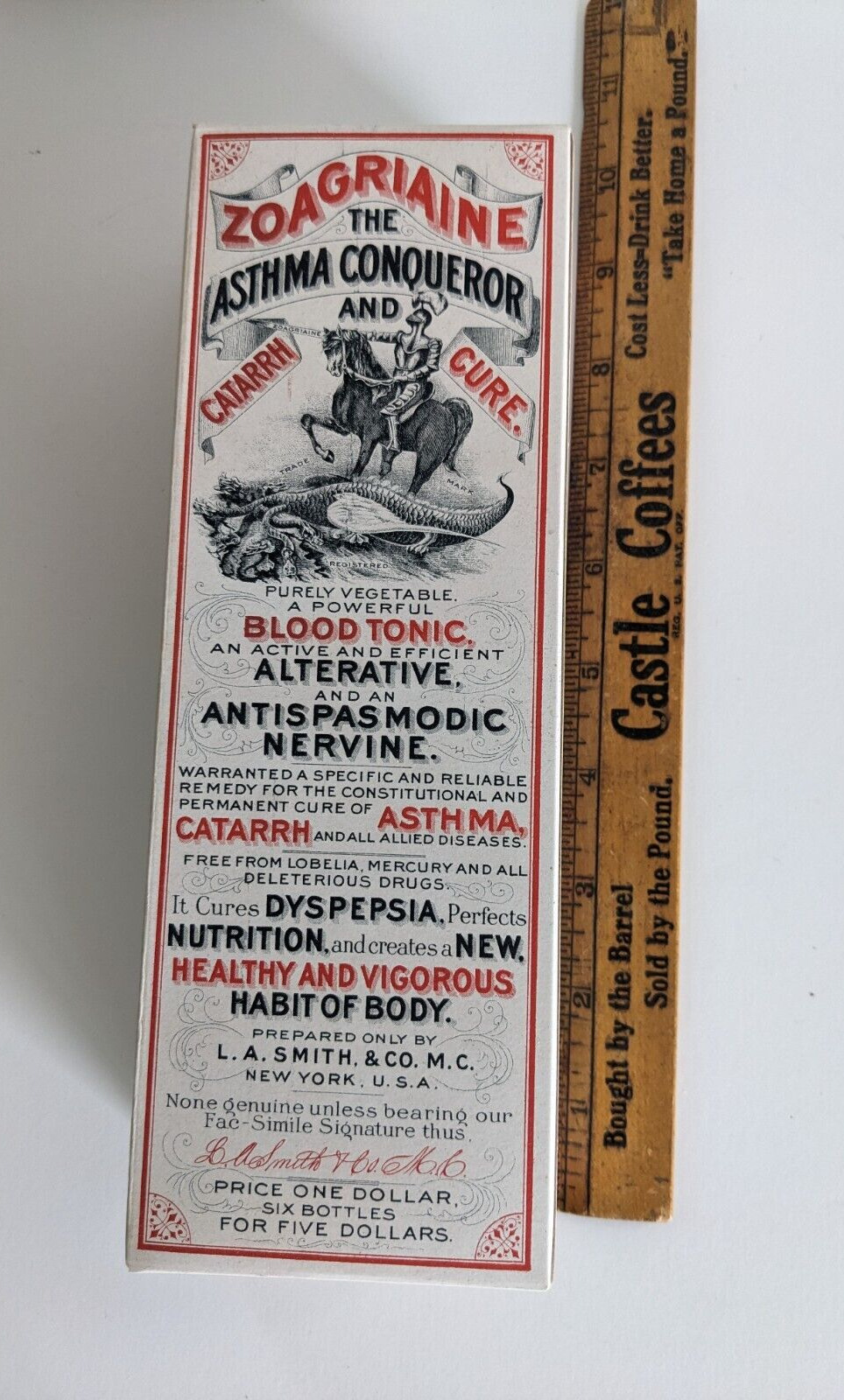 ZOAGRAINE Asthma Conqueror Catarrh Cure Cardboard Box Empty Quack Medicine