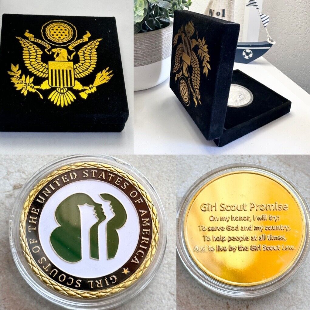 GIRL SCOUTS OF THE UNITED STATES OF AMERICA Challenge Coin with velvet case