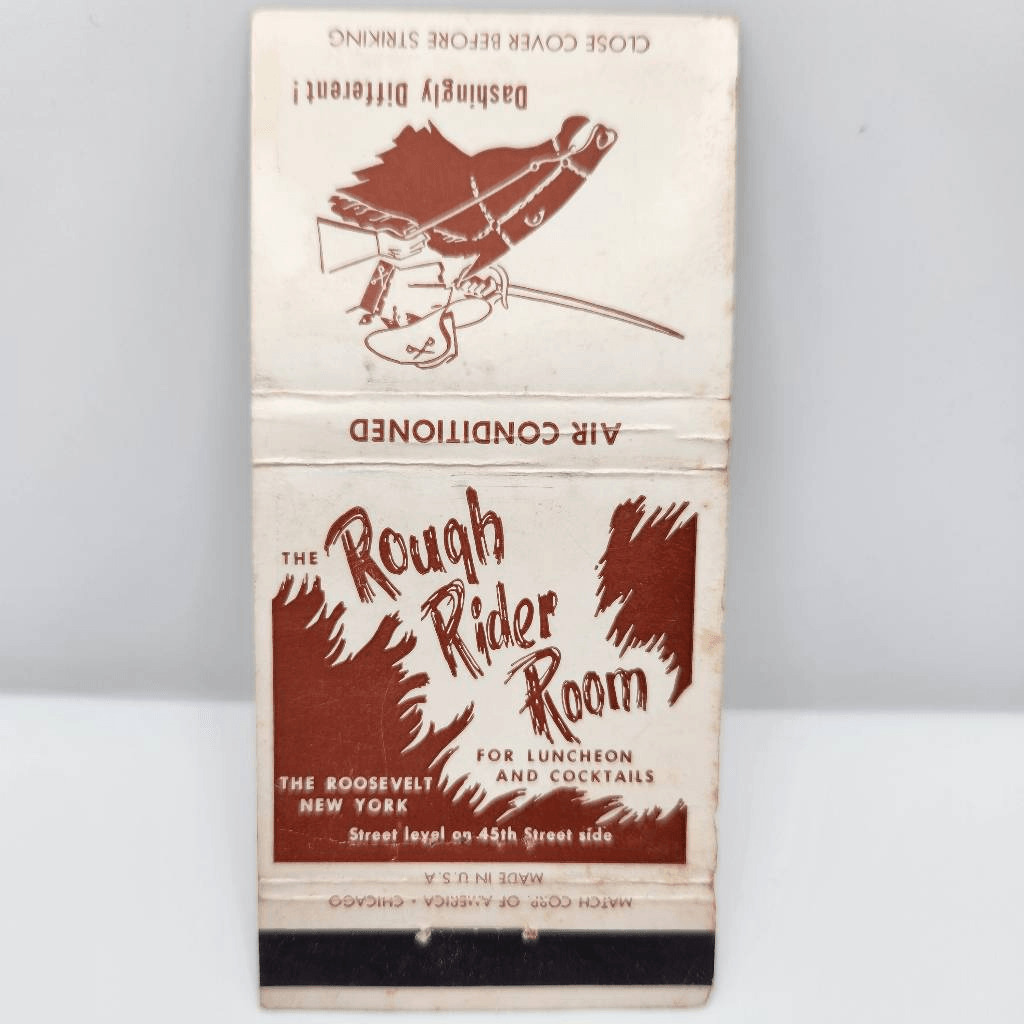 Vintage Matchcover Rough Rider Room Hotel Roosevelt NYC New York 45th Street