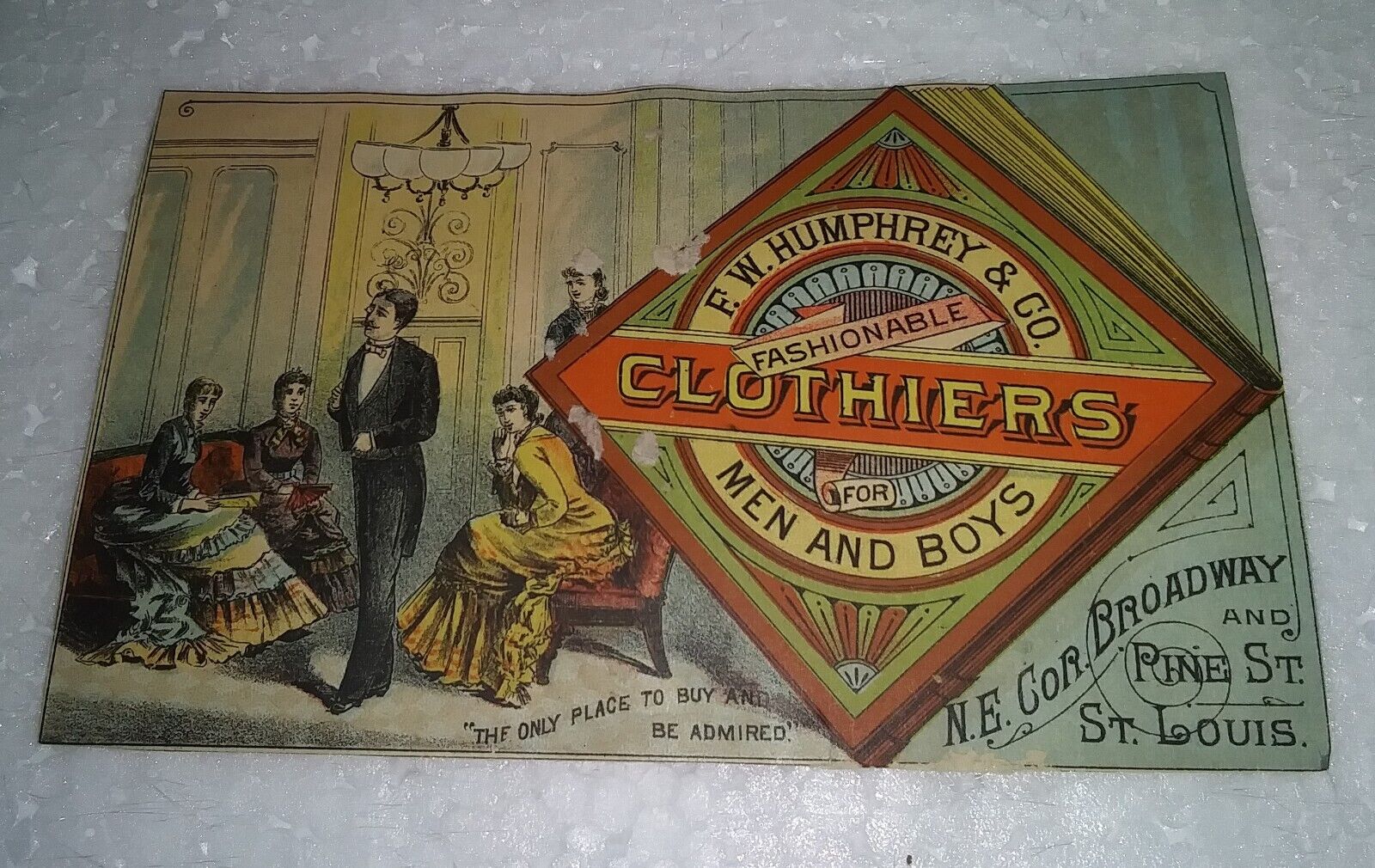 Antique F.W. Humphrey & CO Clothiers Pine Street St Louis Missouri Trade Card