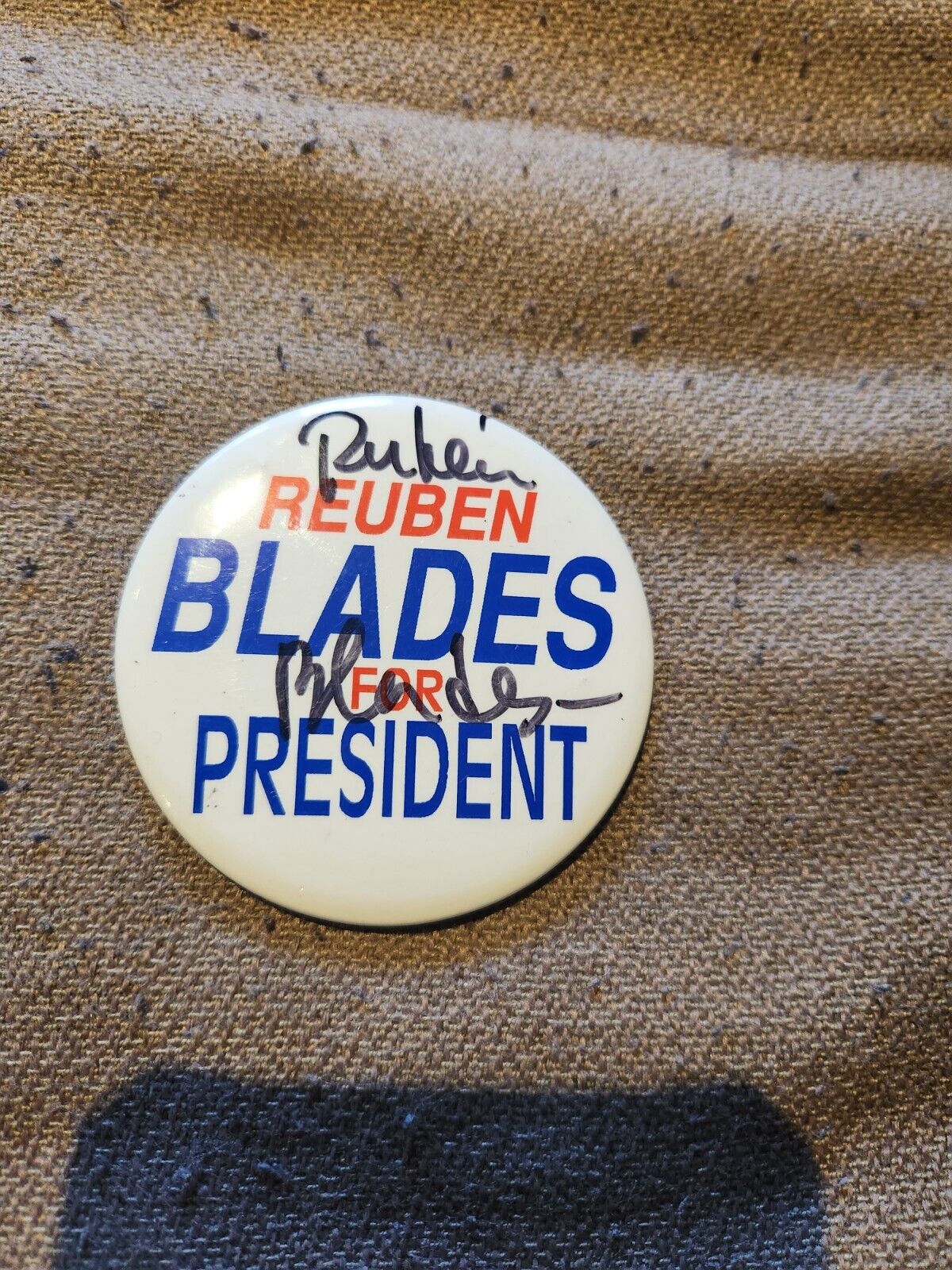 Very Rare Vintage Ruben Blades Presidental Run Signed Badge/Pin