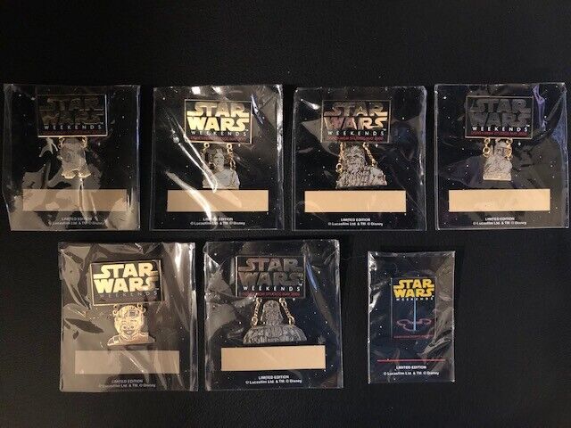 Star Wars Weekends 2000 - COMPLETE set of 7 LE Pin collection With LE Logo Pin