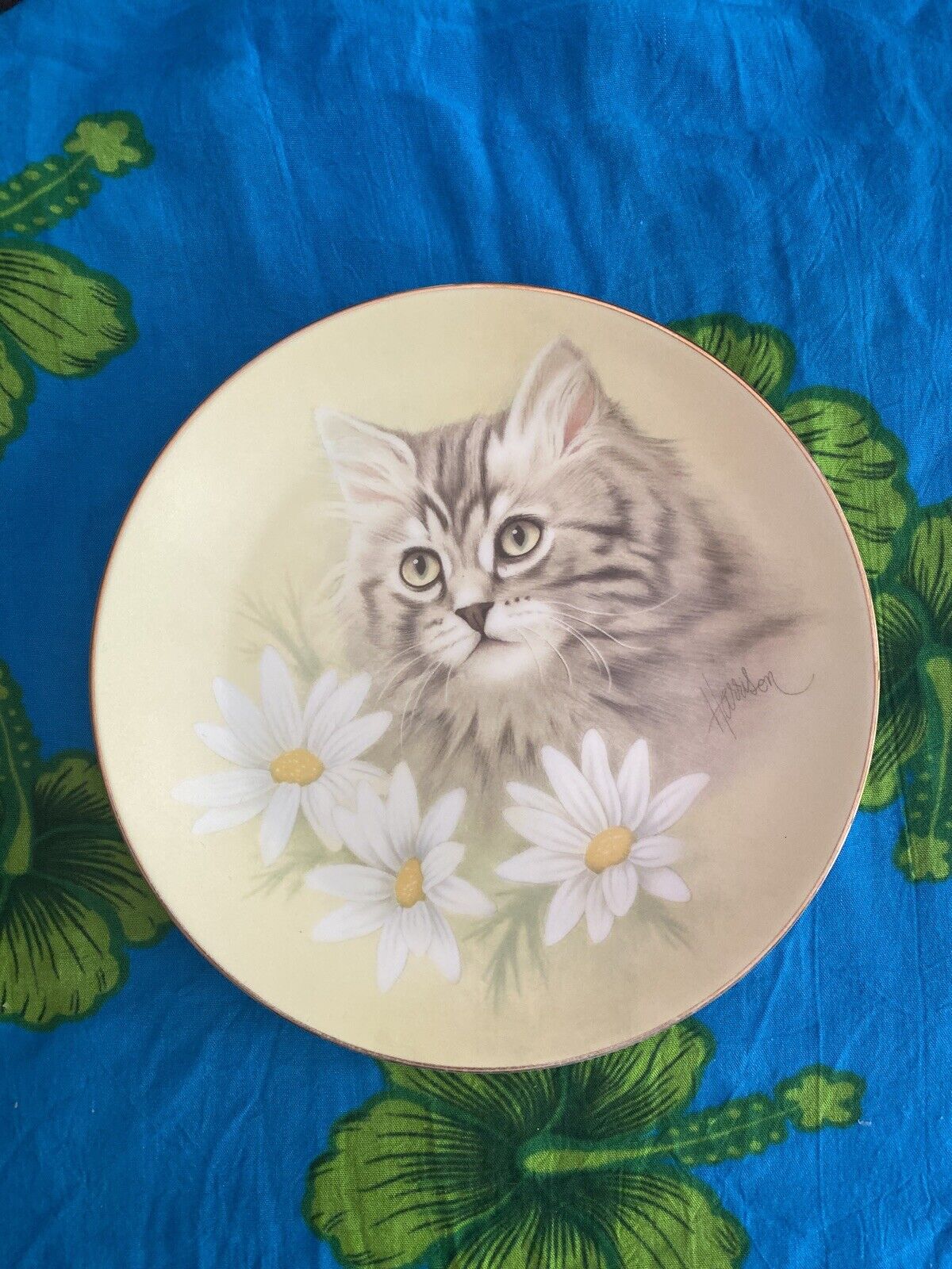 Spring Fever, Bob Harrison, Petals and Purrs Collection Hamilton Plate Cat 1988