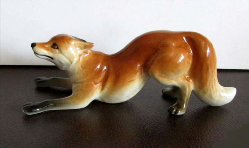 Fox Forest Wild animals Beast porcelain figurine realistic Souvenirs handmade