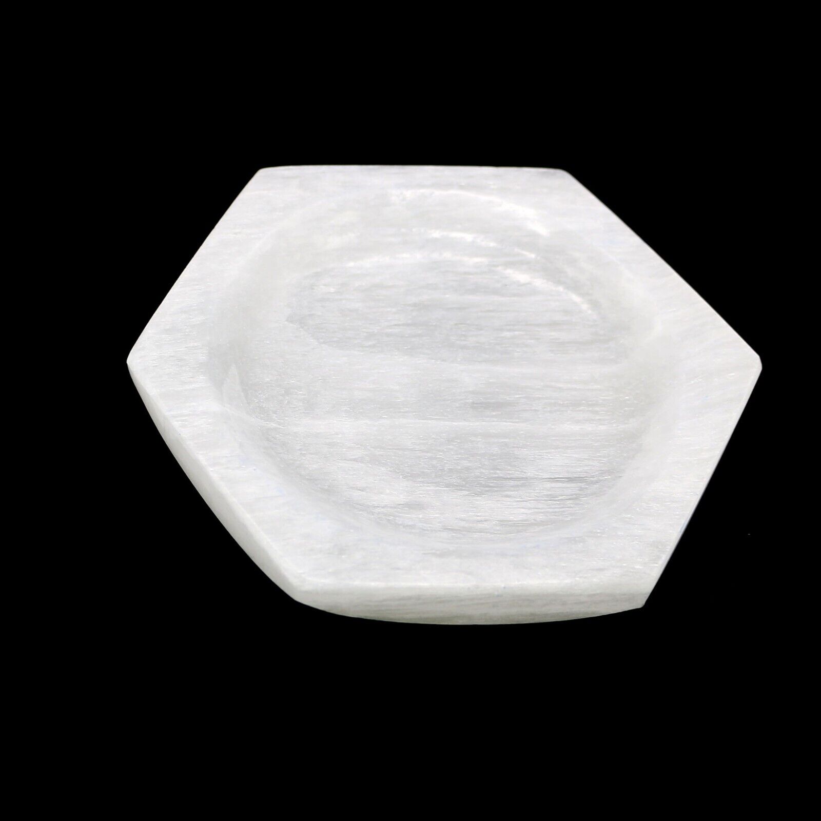 Selenite Crystal Hexagonal Bowl Plate 4 and 5 Inch For Smudging Crystal Charging