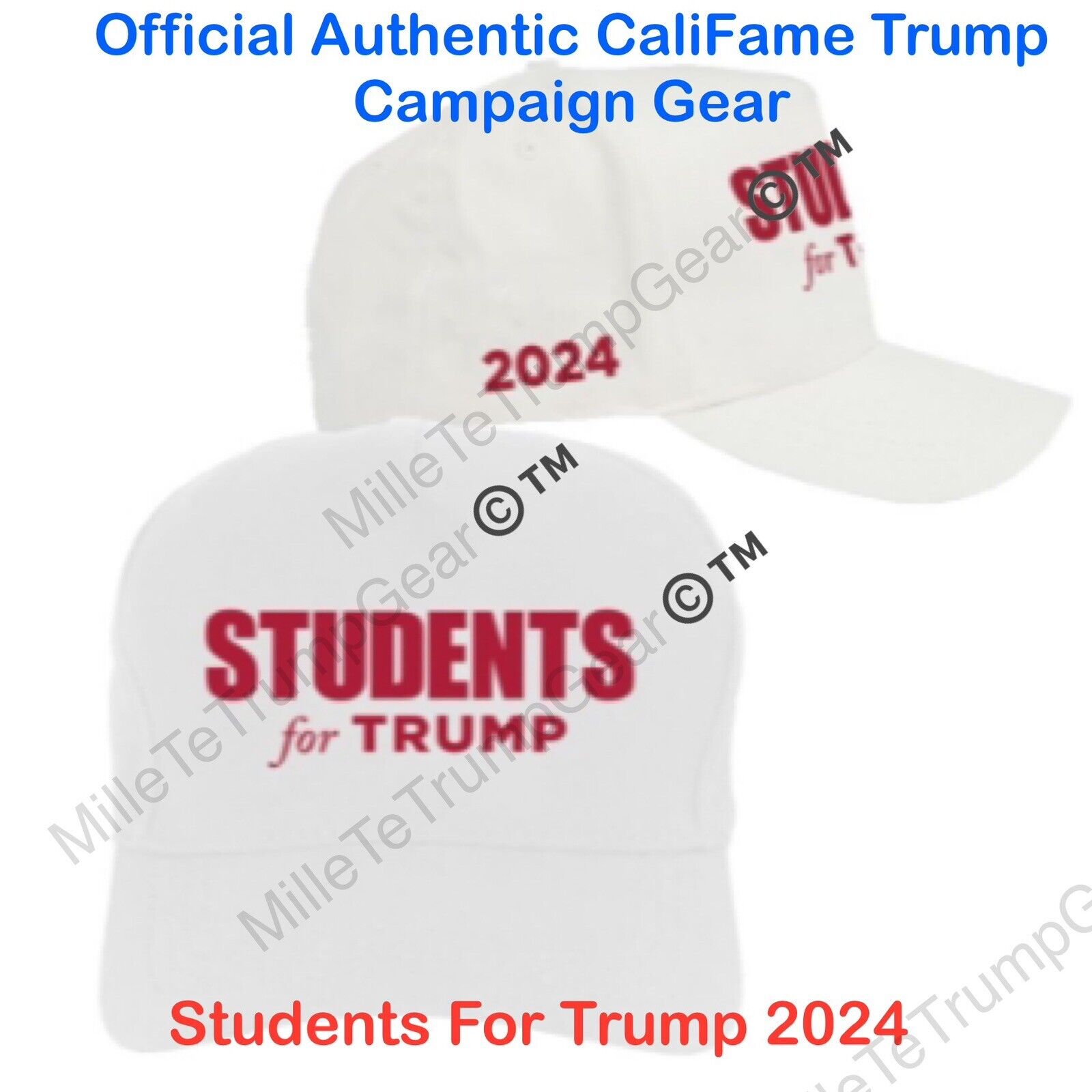 Official Authentic CaliFame Trump Campaign Students For Trump White Hat Freeship