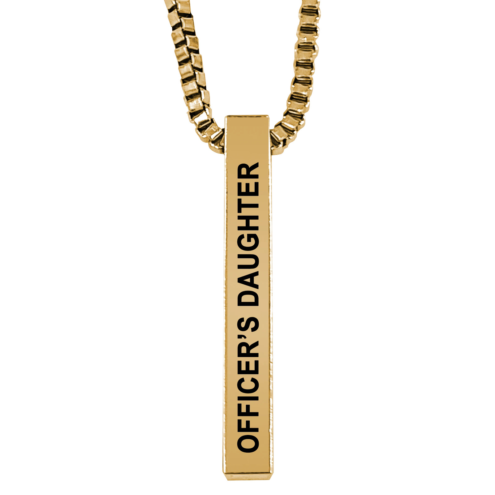 Officer's Daughter Gold Plated Pillar Bar Pendant Necklace Gift Mother's Day Chr