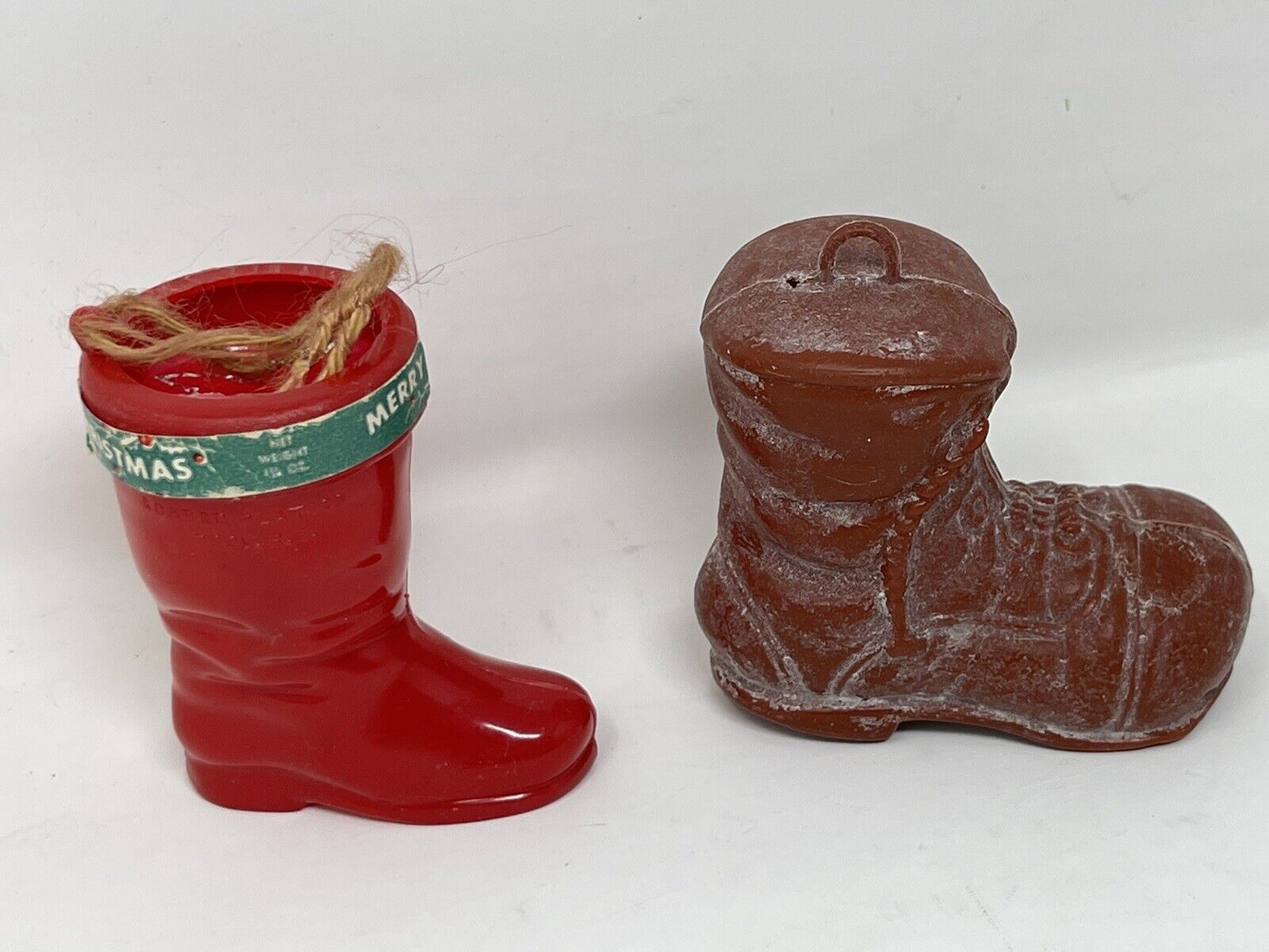 VTG 1950’s ROSBRO Red Santa Claus Boot Candy Container Christmas + Free 1 EB-204