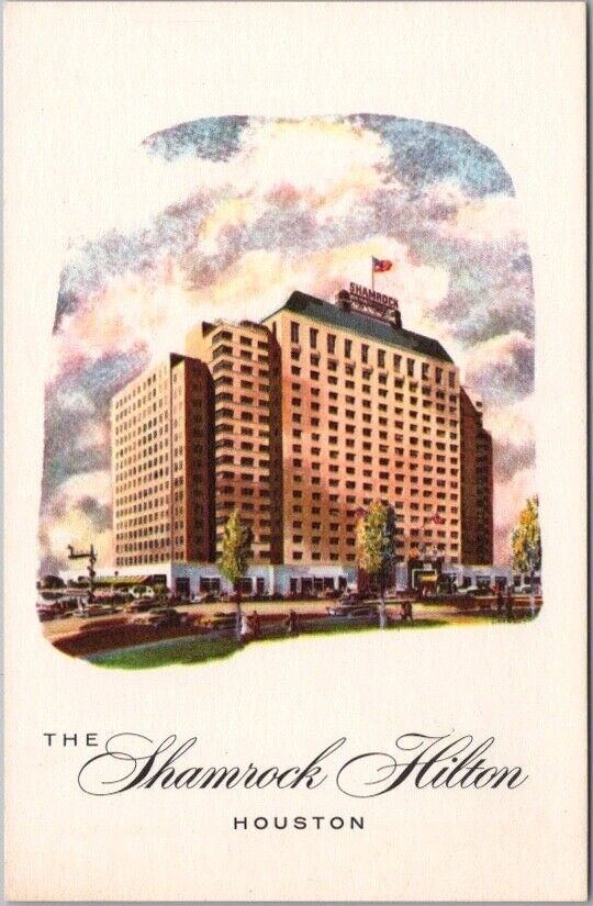 HOUSTON, Texas Postcard THE SHAMROCK HILTON Hotel / Artist's View c1960s Unused