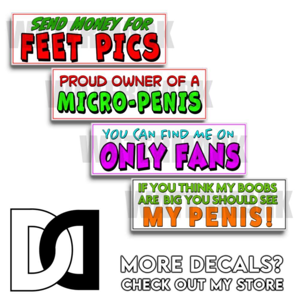 Set of 4 prank magnetic OR bumper sticker funny hilarious Send Money FEET PICS