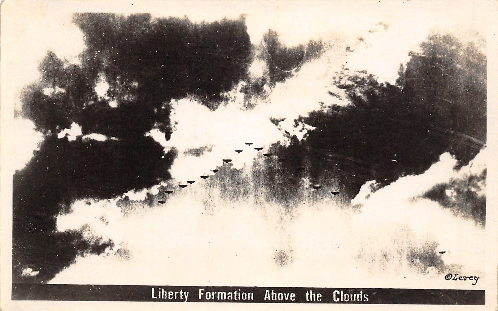 WWI Flying Aces~Liberty Plane Formation Above the Clouds~Levey c1918 RPPC