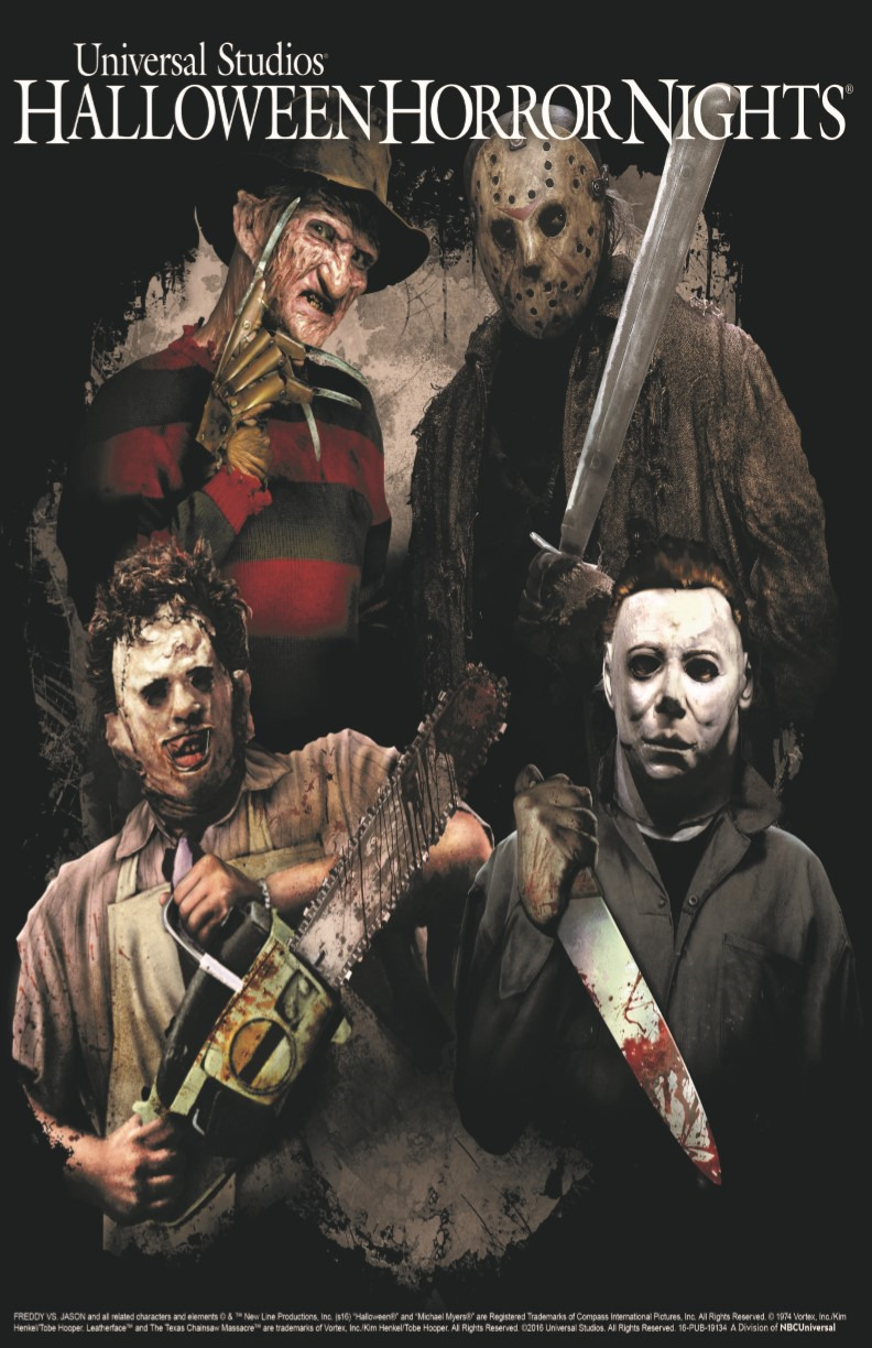 Halloween Horror Nights Titans of Terror Poster 11x17 Jason Freddy Leatherface