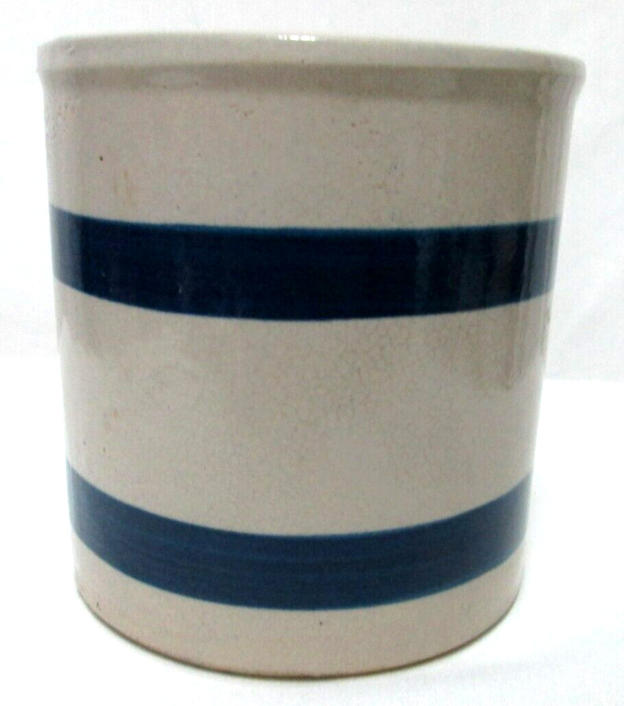 Roseville Vintage 303-E Blue Stripe Crock Jar Container stoneware U.S.A. 5.3\