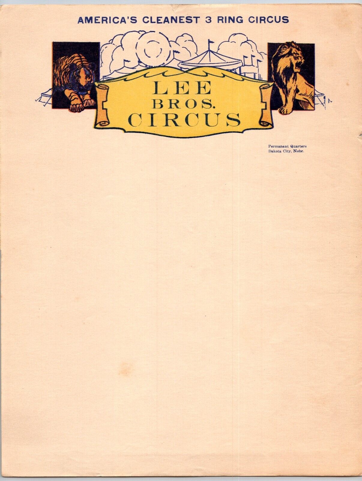 Lee Brothers Circus Letterhead c1934 \