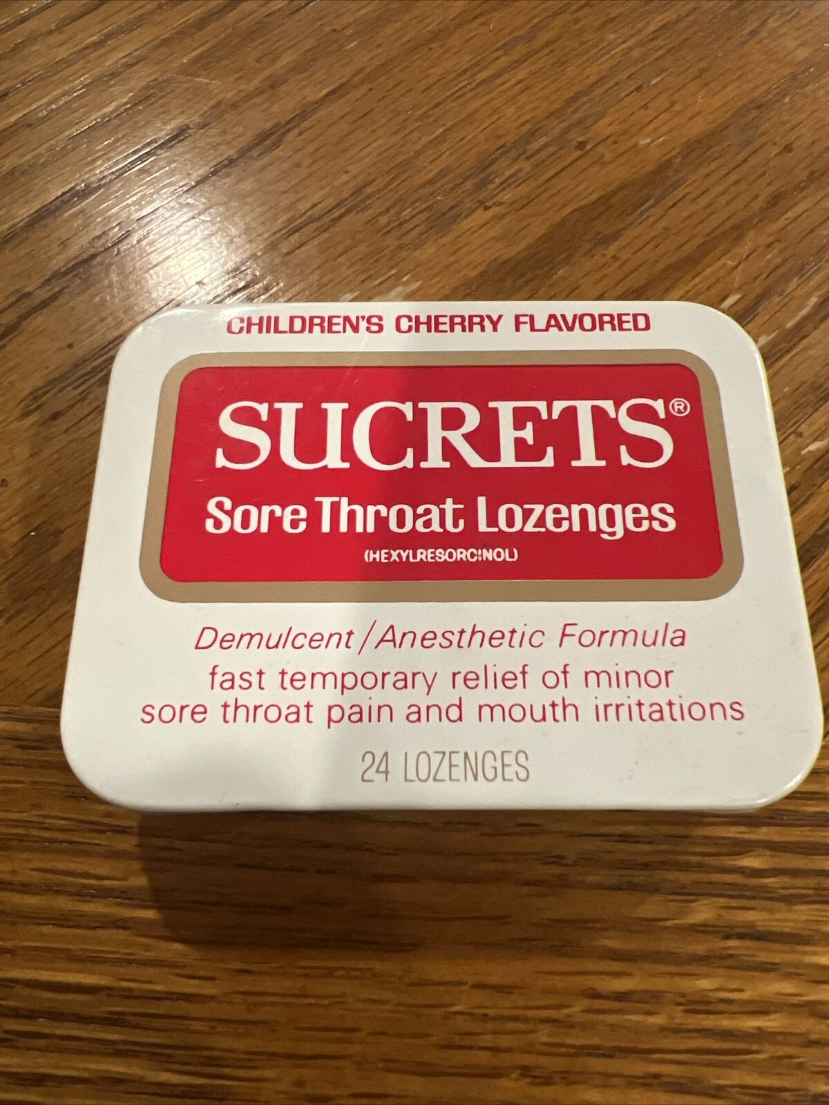 Vintage 70/80s Sucrets Children\'s Cherry Flavor Sore Throat Lozenges EMPTY Tin