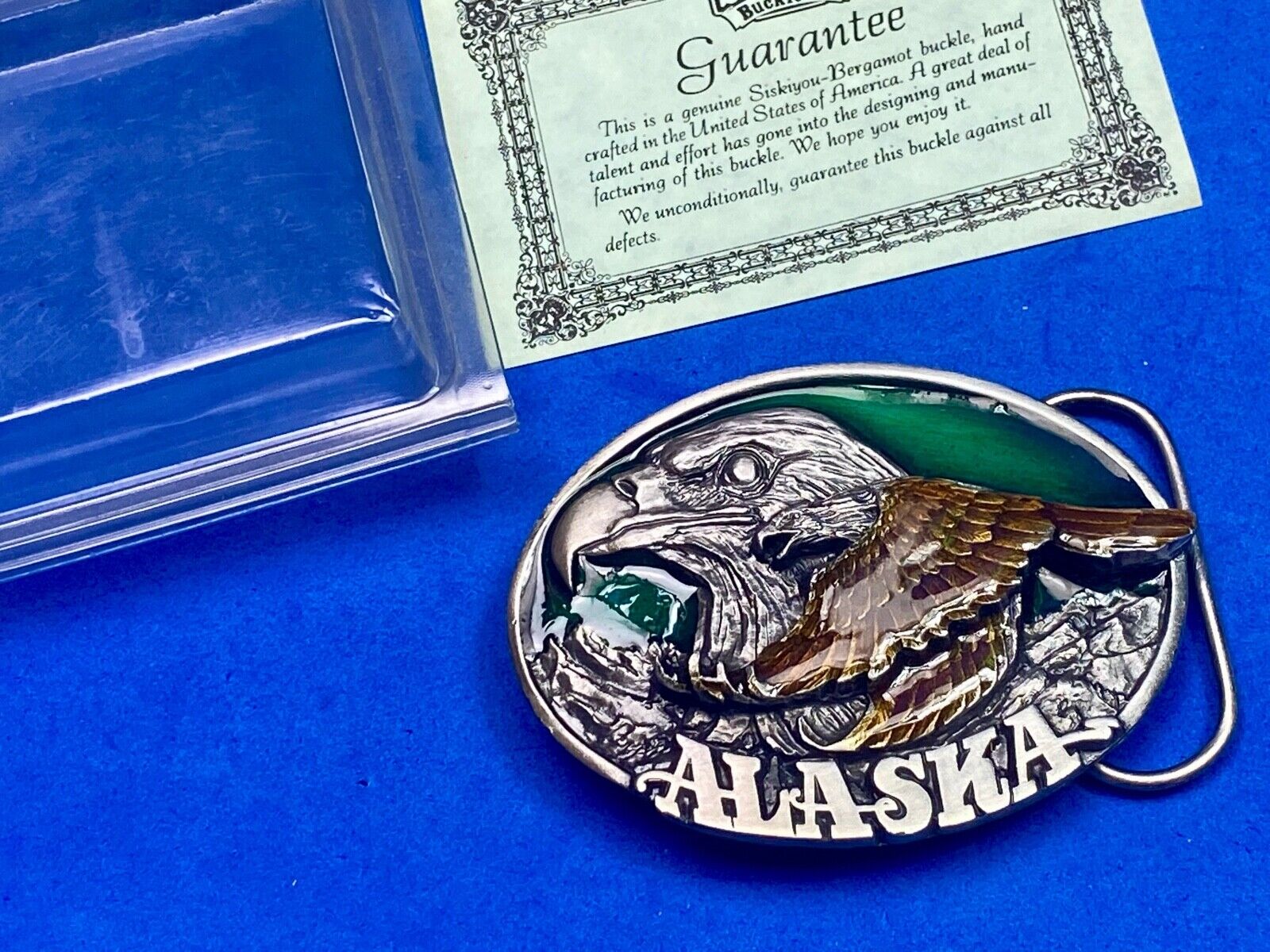 State of Alaska The Majestic Bald Eagle Vintage 1989 NOS belt buckle by siskiyou