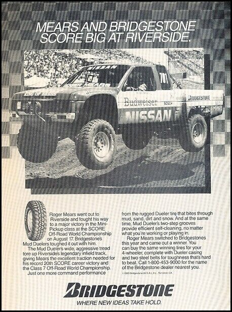 1986 Dodge Roger Mears Race Bridgestone Advertisement Print Art Car Ad D91C