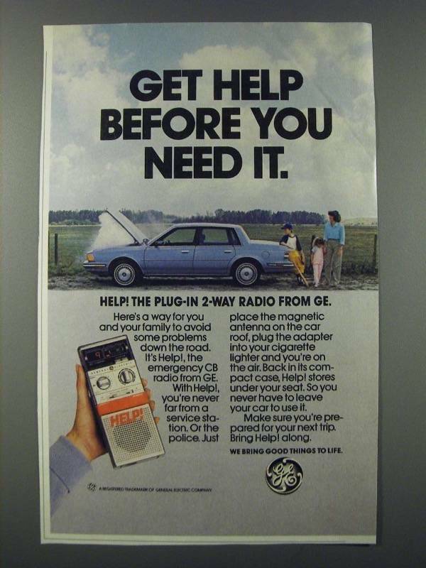 1986 GE General Electric Help Plug-in 2-Way Radio Ad - Get help