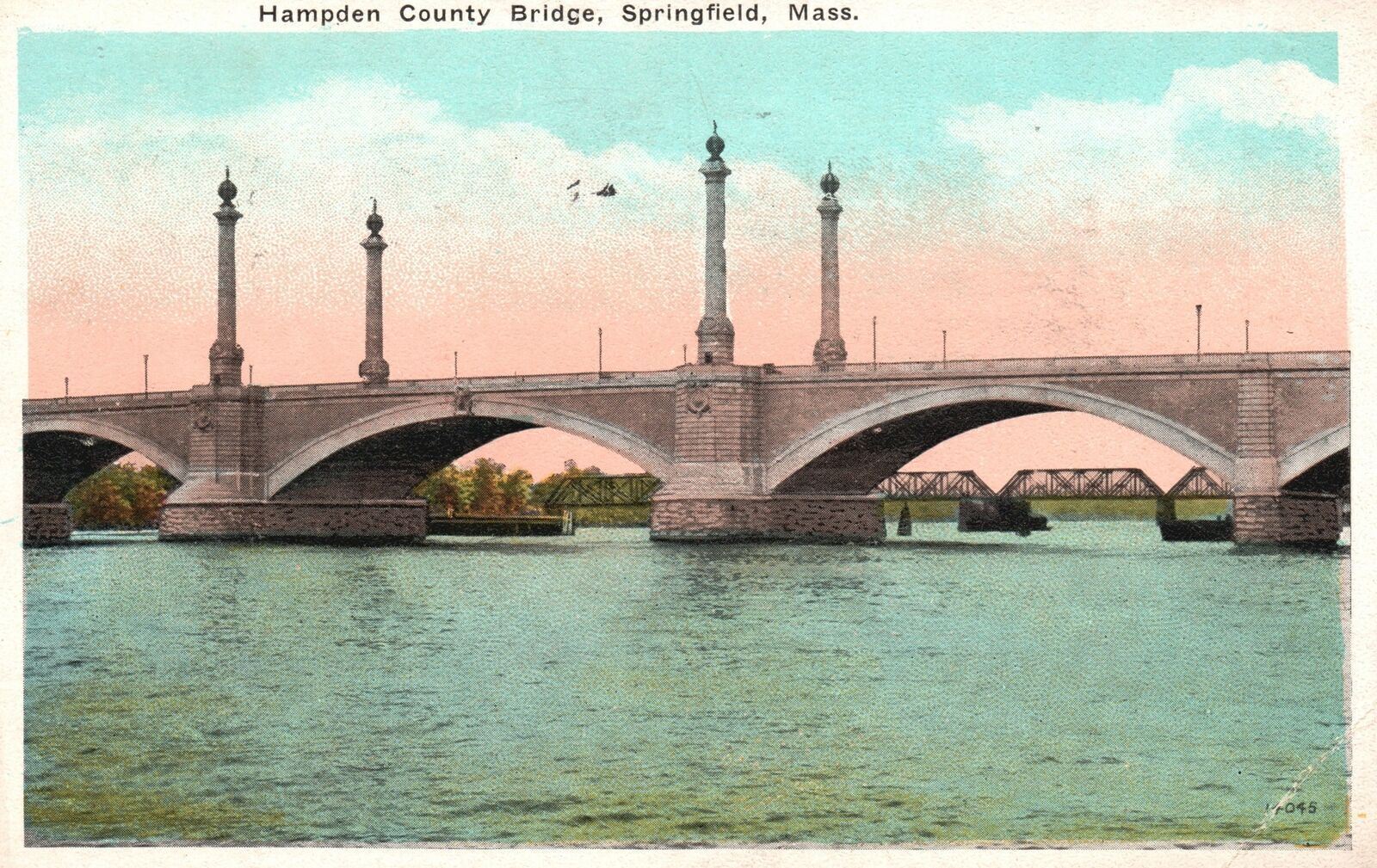 Vintage Postcard 1924 Hampden Country Bridge Springfield Massachusetts MA