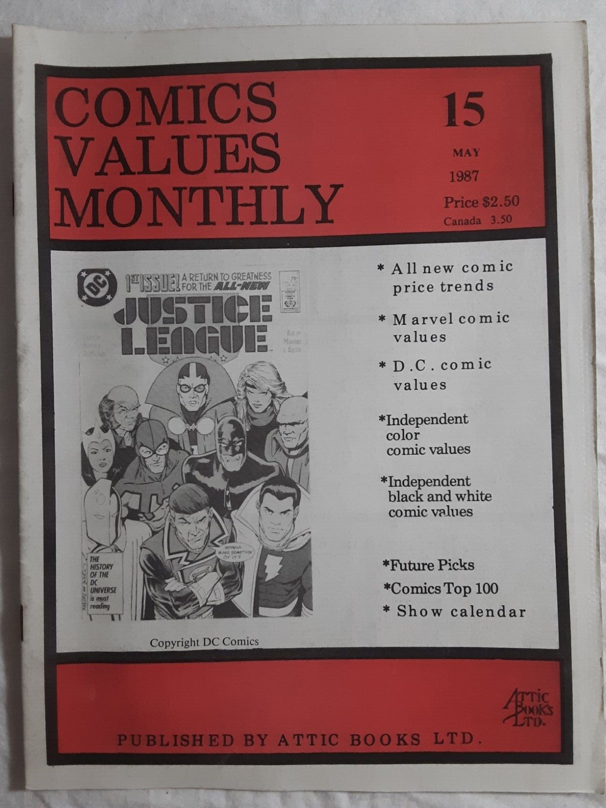 Comics Values Monthly NEW 15 May 1987  Justice League 1 cover