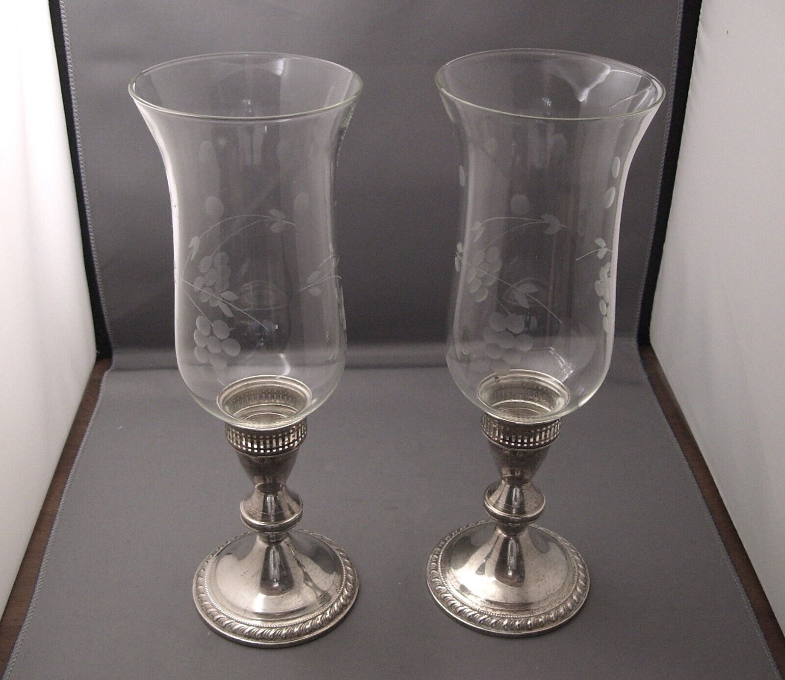 Poole Sterling Silver Reinforced Weighted Candleholders with Crystal Globes