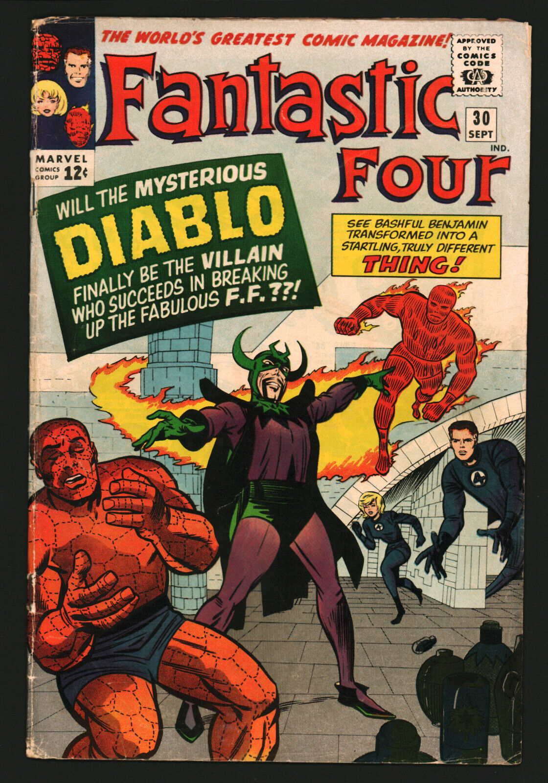 Fantastic Four 30 First Appearance Diablo Key Issue Vintage 1964 Marvel VG 4.0