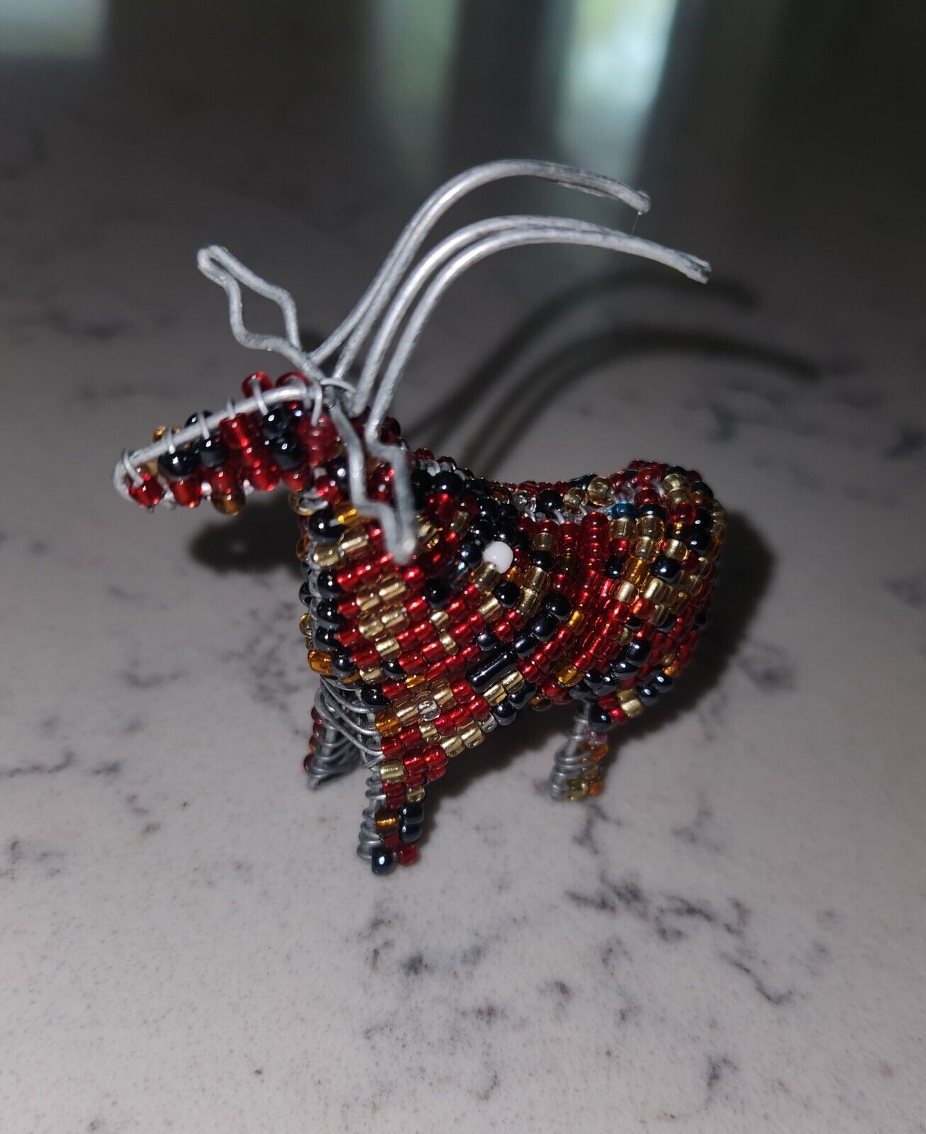 Hand Crafted Wire  Beaded Antelope Figurine South Africa Safari