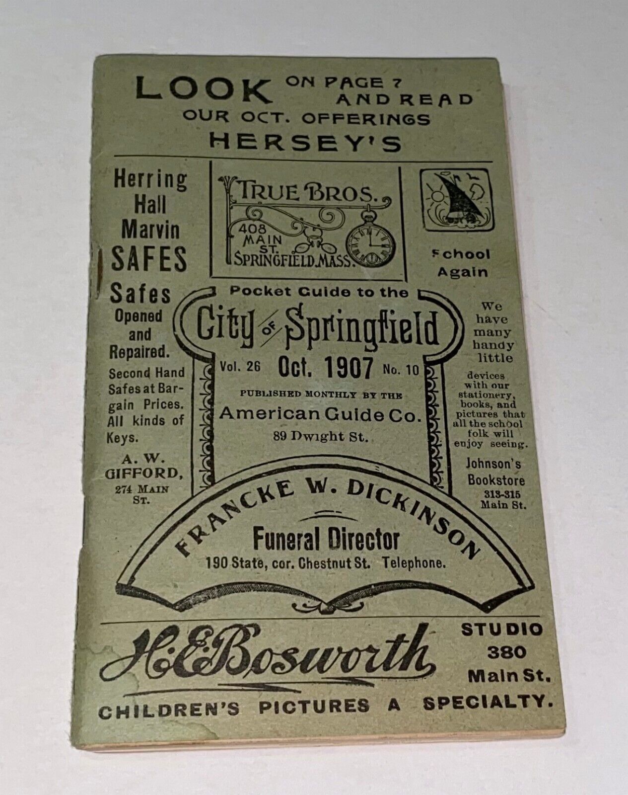 Antique Springfield Massachusetts Advertising Booklet City Map October 1907