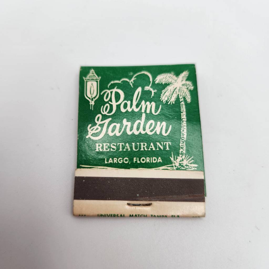 Vintage Matchbook Palm Garden Restaurant Largo Indian Rocks Florida Memorabilia
