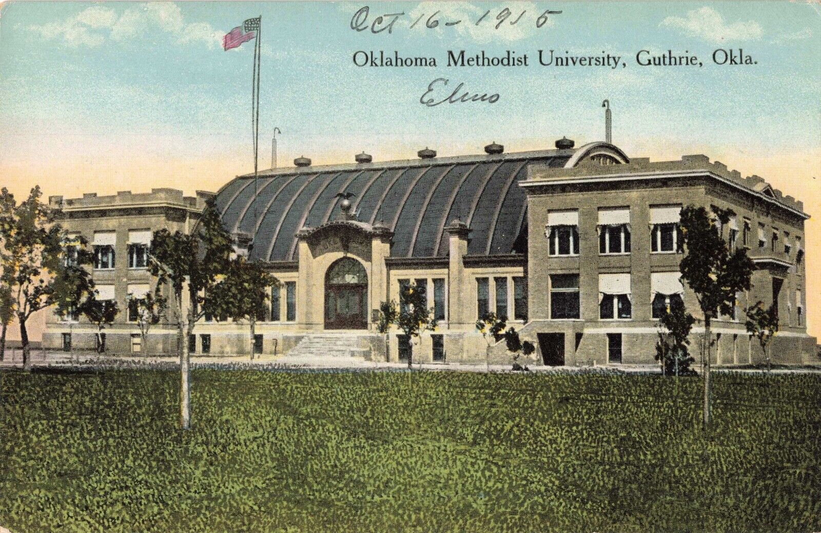 Oklahoma Methodist University Guthrie Oklahoma OK 1915 Postcard