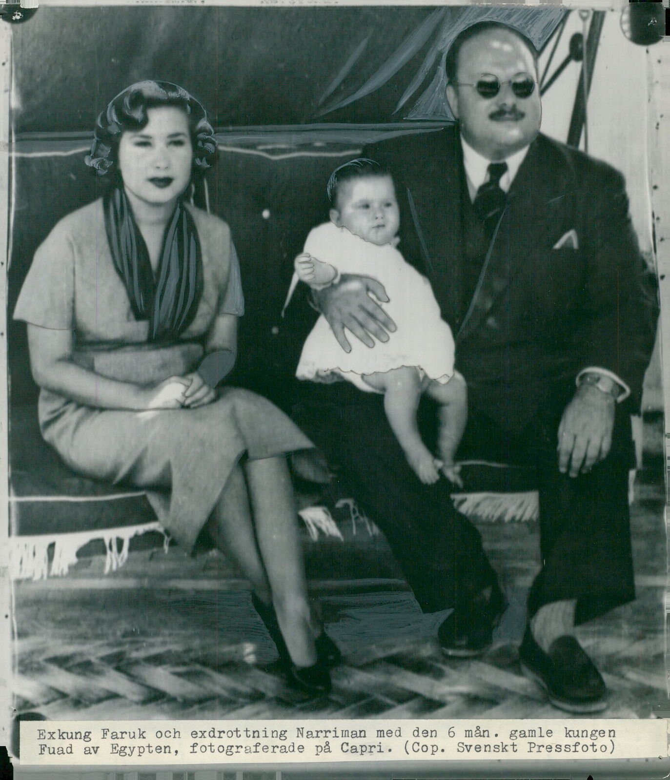 Exkung Farouk and ex-Queen Narriman with the 6... - Vintage Photograph 1159470