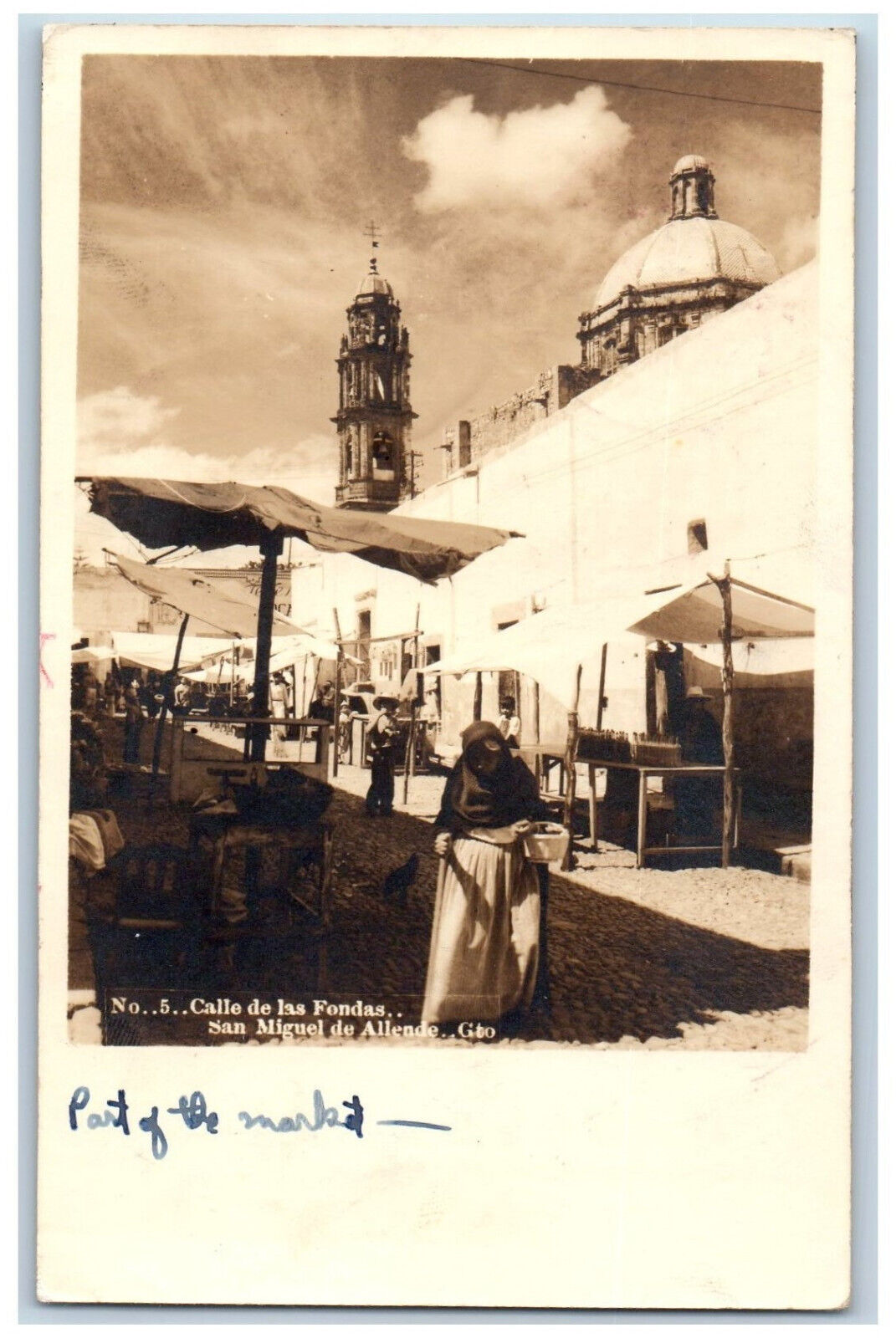 San Miguel De Allende Mexico Postcard Port of the Market c1930\'s RPPC Photo