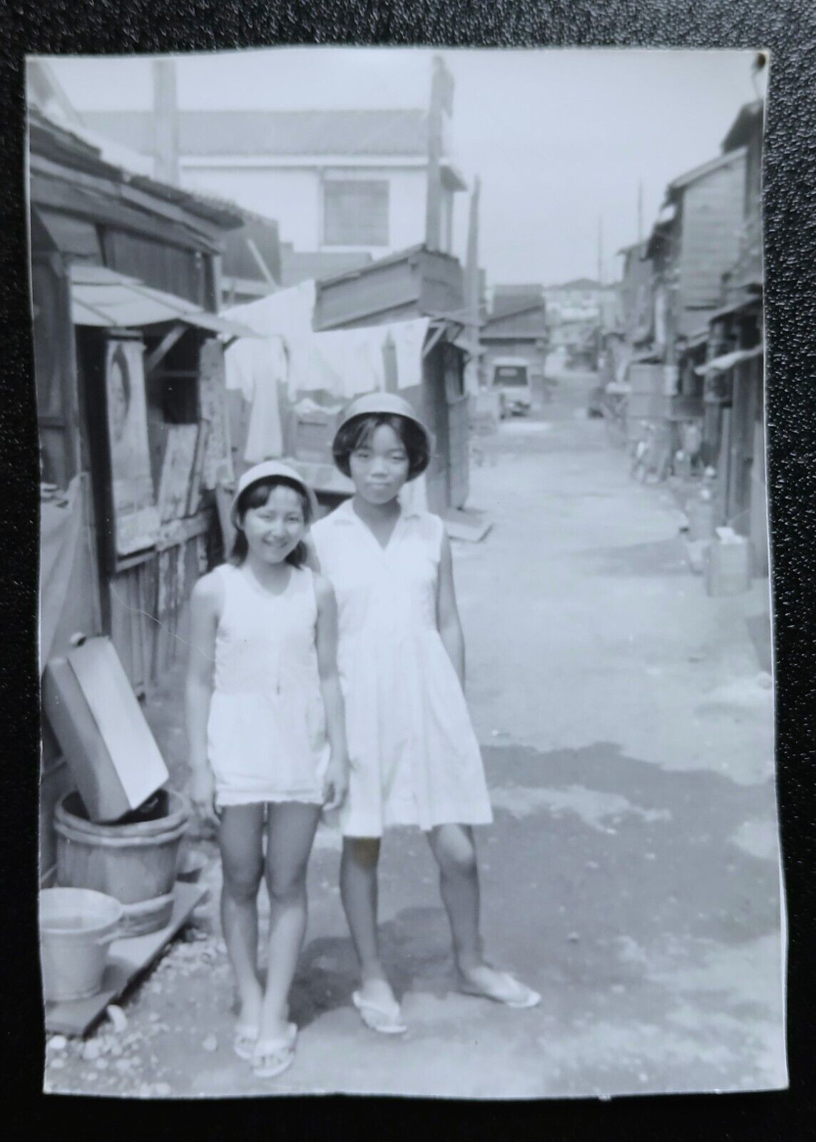 Vintage Photo Two Young Girls in Yokohama Japan