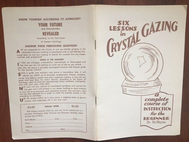 Six Lessons in Crystal Gazing, Dr. Ra Mayne 1928 Full Course, Magic, Divination