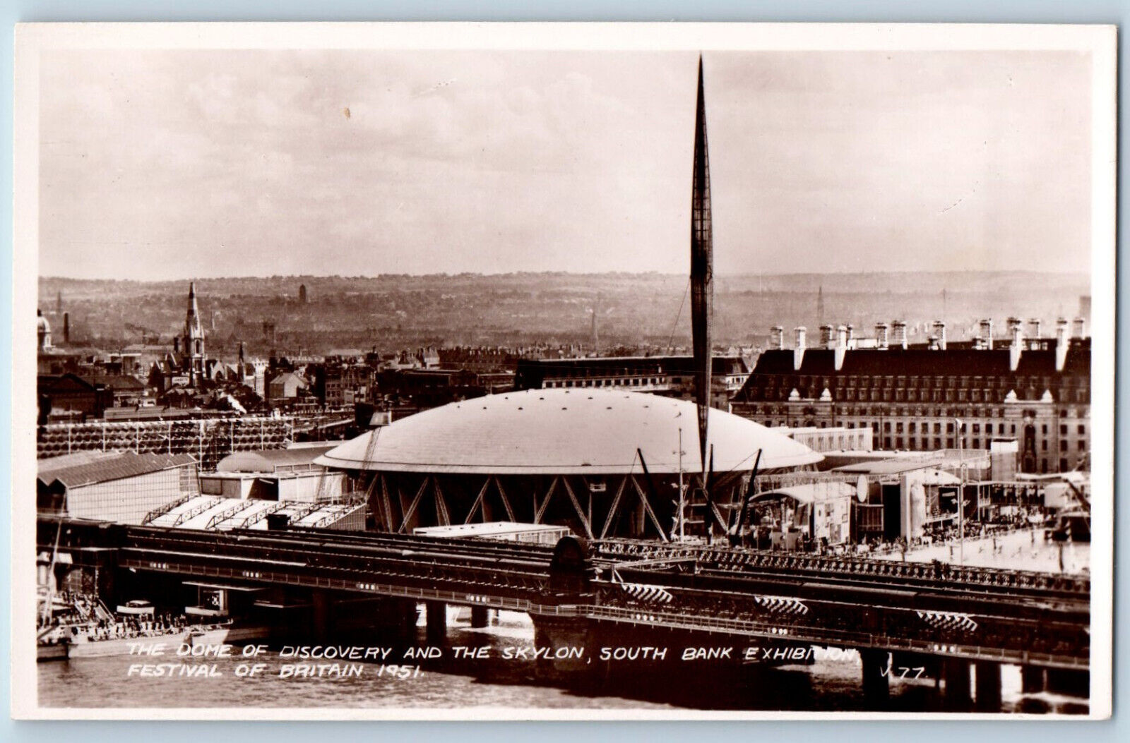 London Postcard Dome of Discovery Skylon South Bank Exhibition 1951 RPPC Photo