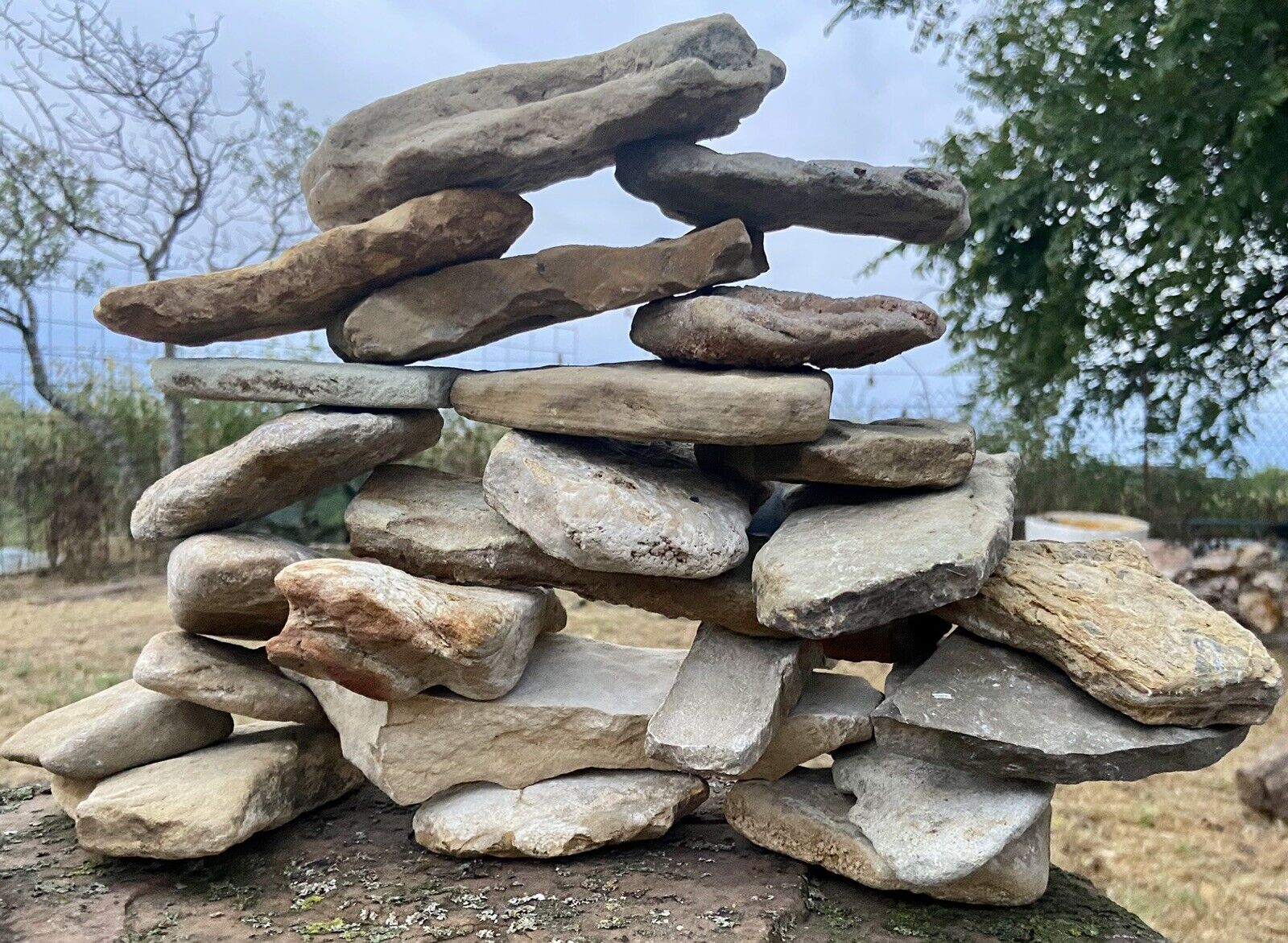 Natural Flat Texas Limestone Medium Size 10 Lbs/10ct~Rock Stacking/Outdoor Decor
