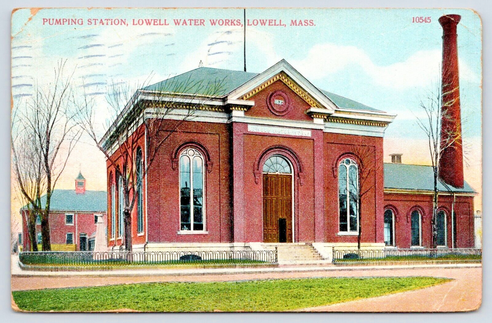 Postcard Lowell Mass. 1913 Pumping Station Water Works A10
