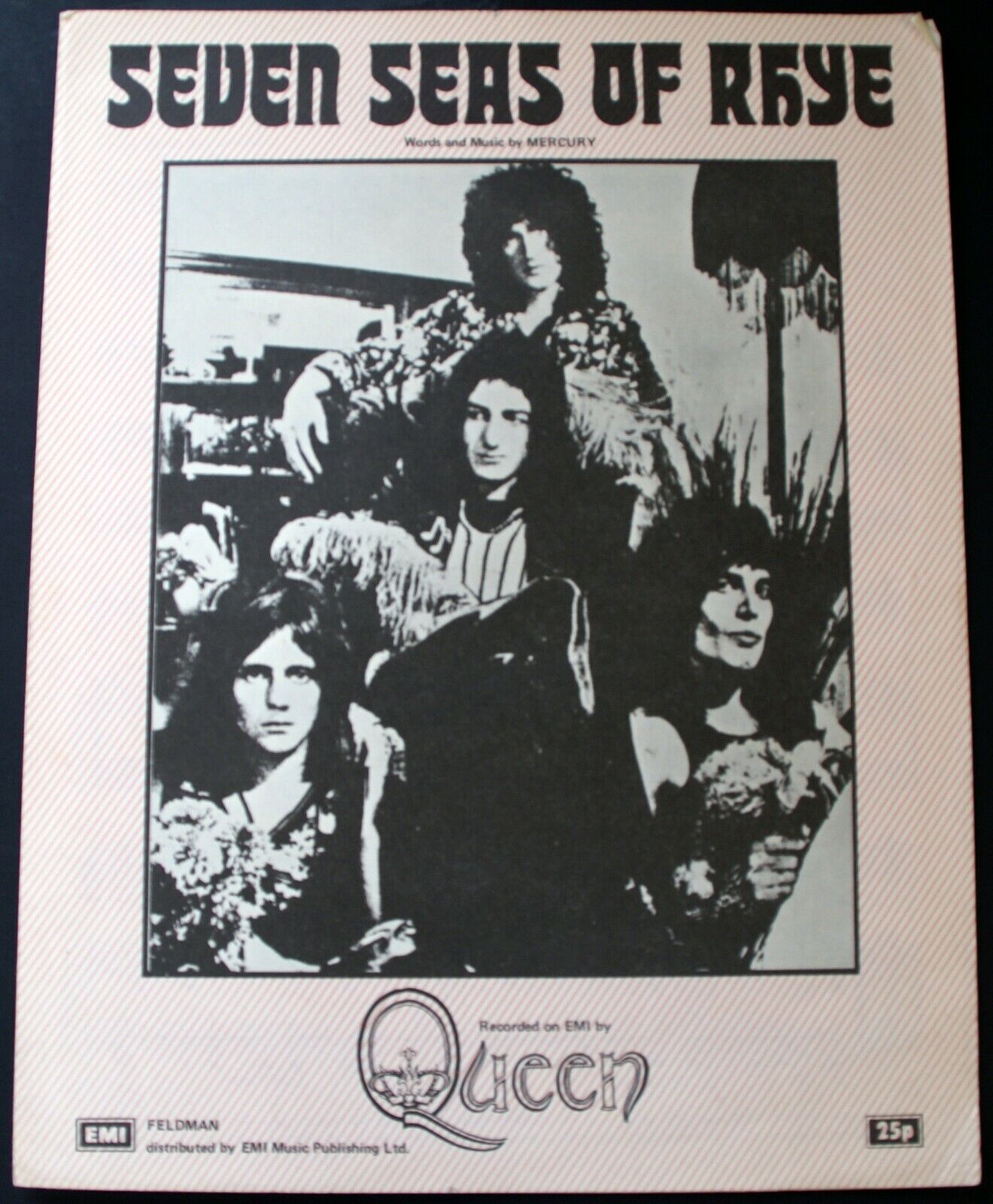 Queen Sheet Music Freddie Mercury Original Vintage EMI Seven Sea Of Rhye 1974