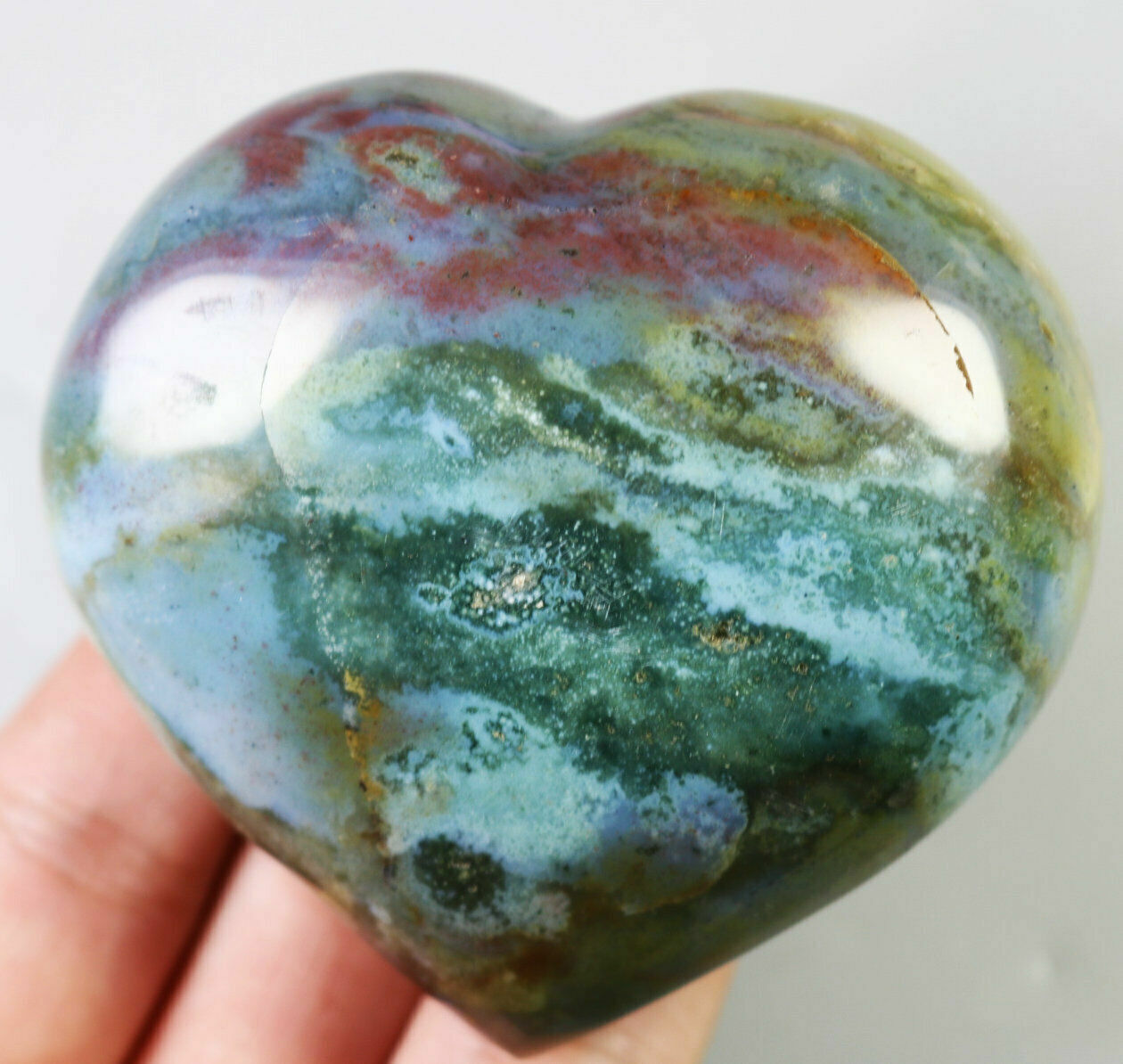 283g Amazing Natural Ocean Jasper Crystal Agate Geode Heart Jasper Reiki Stone