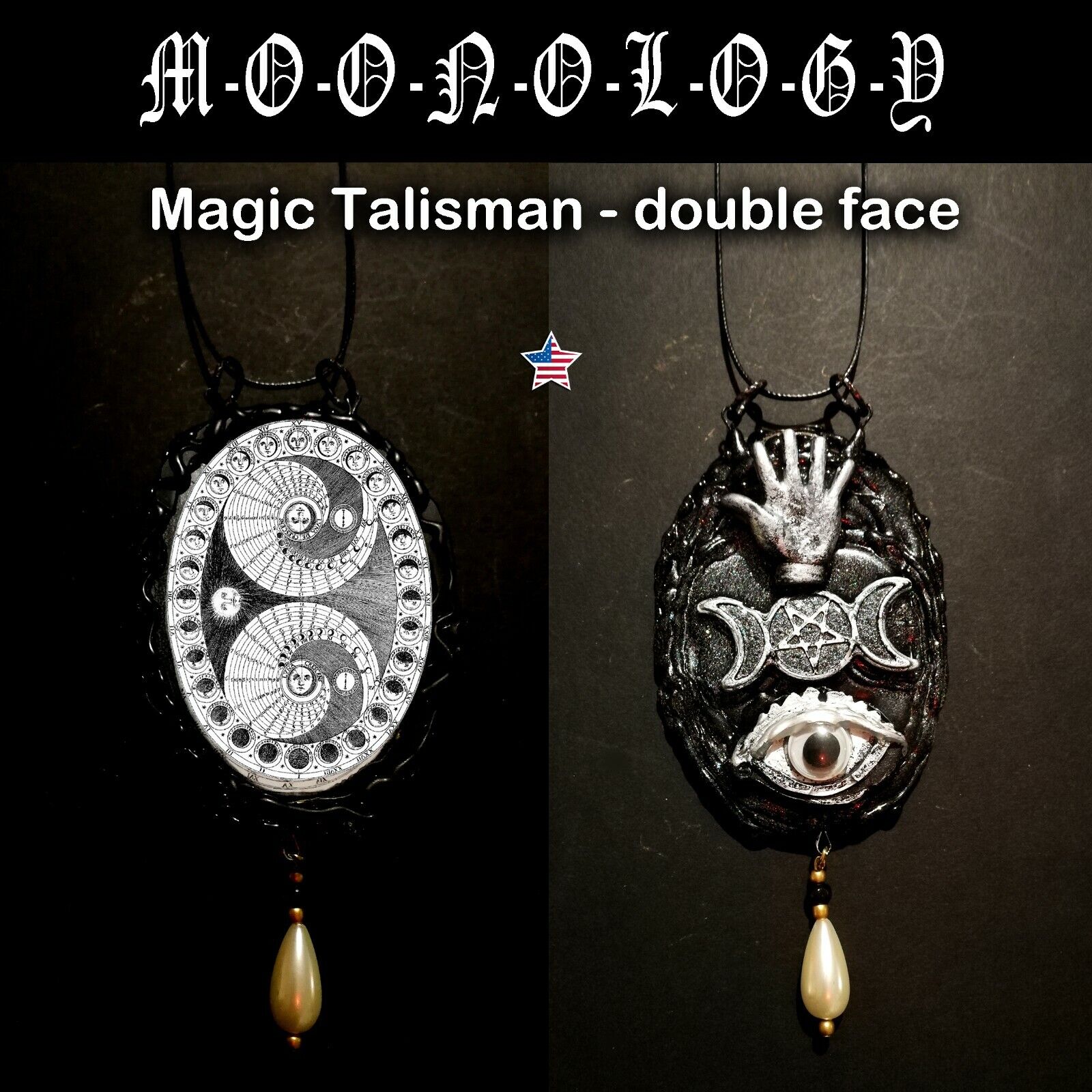 talisman amulet pendant necklace jewelry layered lariat locket moon gothic charm