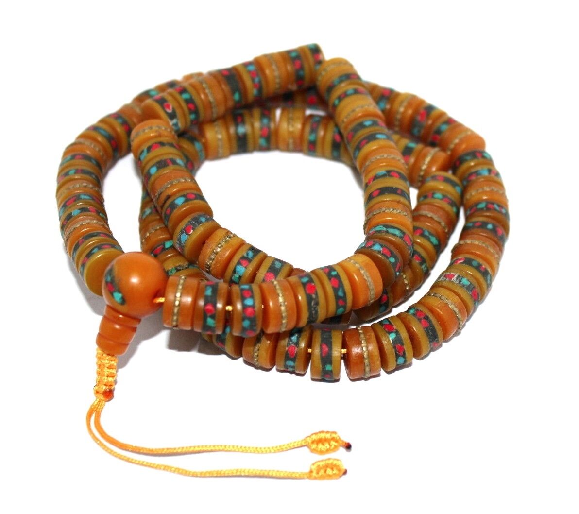 Tibetan mala Amber Necklace yoga prayer beads meditation Necklace108 beads M5