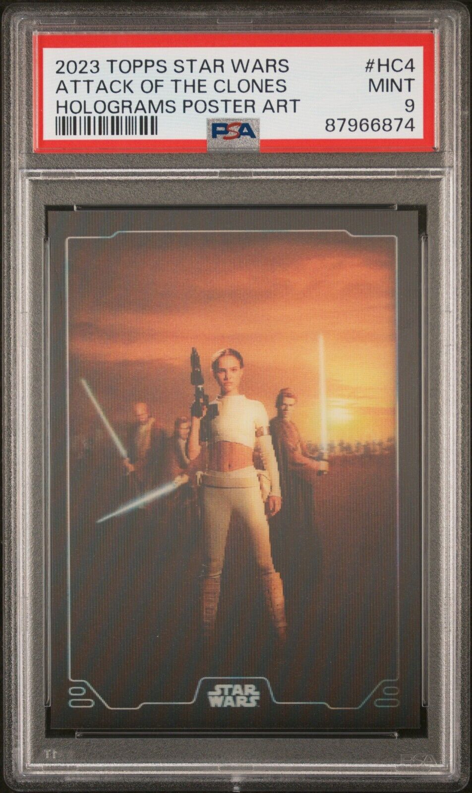2023 TOPPS STAR WARS HOLOGRAMS POSTER ART HC4 ATTACK OF THE CLONES PADME PSA 9