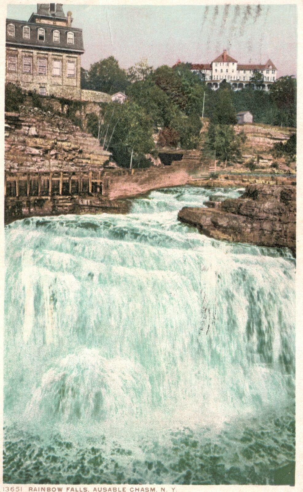 Vintage Postcard 1914 Rainbow Falls Ausable Chasm New York NY Detroit Publishing