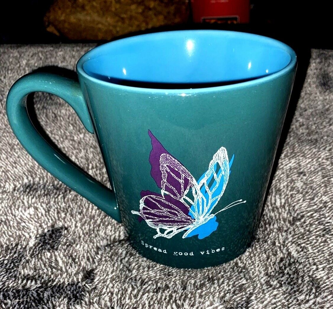 Life Is Good Spread Good Vibes Butterfly Coffee Mug Cup New 